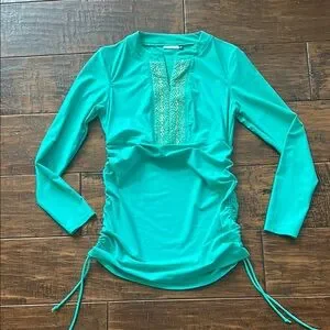 Cabana Life | Swim | Cabana Life Jade Ruched Embroidered Rashguard ...